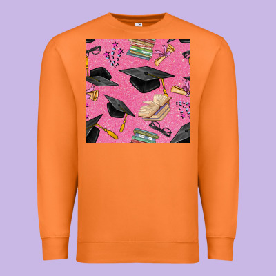 Pink Glitter Graduation Seamless Pattern Premium Sweatshirt Designed By Bundleandbundleshop