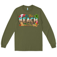 Army Green the beach is my happy place Long Sleeve Tee - texasbilliewilder