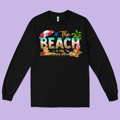 The Beach Is My Happy Place Long Sleeve Tee Designed By Texasbilliewilder