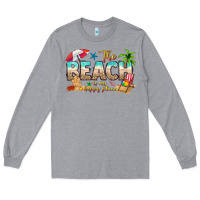 Heather Grey the beach is my happy place Long Sleeve Tee - texasbilliewilder