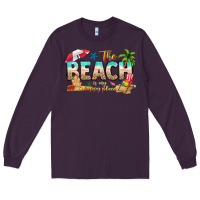 Plum the beach is my happy place Long Sleeve Tee - texasbilliewilder