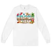 White the beach is my happy place Long Sleeve Tee - texasbilliewilder