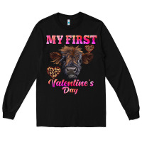 Black my first valentine's day highland calf Long Sleeve Tee - RanaPortraitStore