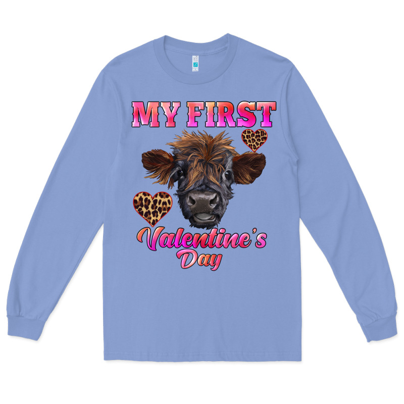 My First Valentine's Day Highland Calf Long Sleeve Tee by RanaPortraitStore | Teevron