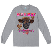 Heather Grey my first valentine's day highland calf Long Sleeve Tee - RanaPortraitStore