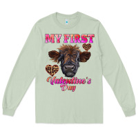 Matcha my first valentine's day highland calf Long Sleeve Tee - RanaPortraitStore