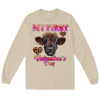 Mushroom my first valentine's day highland calf Long Sleeve Tee - RanaPortraitStore