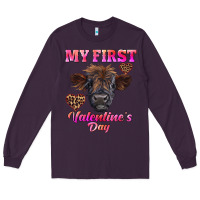 Plum my first valentine's day highland calf Long Sleeve Tee - RanaPortraitStore