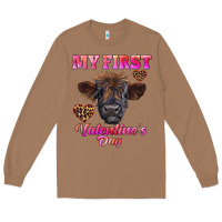 Toasted Coconut my first valentine's day highland calf Long Sleeve Tee - RanaPortraitStore