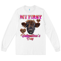 White my first valentine's day highland calf Long Sleeve Tee - RanaPortraitStore