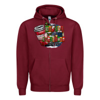 Burgundy coffe Zipper Hoodie - CowhideDigitalArt