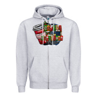 Heather Grey coffe Zipper Hoodie - CowhideDigitalArt