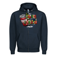 Navy coffe Zipper Hoodie - CowhideDigitalArt