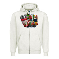 Oatmeal Heather coffe Zipper Hoodie - CowhideDigitalArt