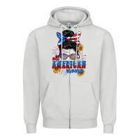 Dove Grey All American Nana 4th of July Zipper Hoodie - CowGirlArtShop