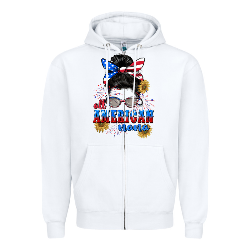 All American Nana 4th Of July Zipper Hoodie by CowGirlArtShop | Teevron