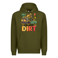 Army Green just a boy who loves dirt Premium Hoodie - MaliasSmallBusiness