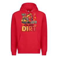 Red just a boy who loves dirt Premium Hoodie - MaliasSmallBusiness