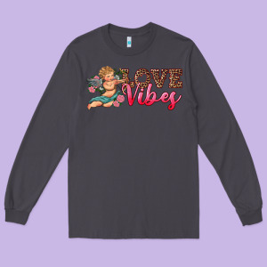 Love Vibes Cupid Long Sleeve Tee Designed By Ranaportraitstore
