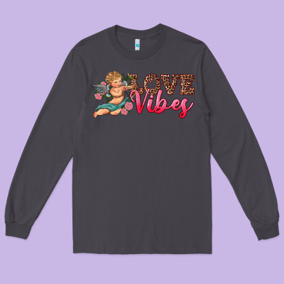 Love Vibes Cupid Long Sleeve Tee Designed By Ranaportraitstore