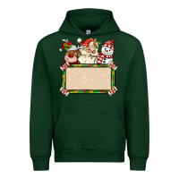 Forest Green santa reindeer snowman preview and costom name Urban Hoodie - MaliasSmallBusiness