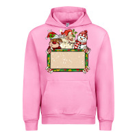 Fuchsia Pink santa reindeer snowman preview and costom name Urban Hoodie - MaliasSmallBusiness
