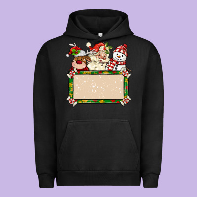 Santa Reindeer Snowman Preview And Costom Name Urban Hoodie Designed By Maliassmallbusiness