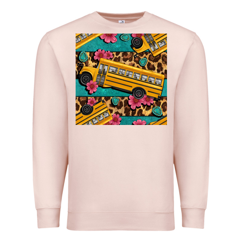 School Bus And Leopar Seamless Pattern Premium Sweatshirt by BundleAndBundleShop | Teevron