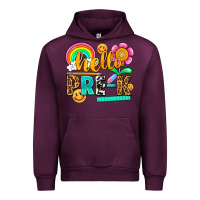Mauve Wine hello pre k Urban Hoodie - NancyCooperArtShop