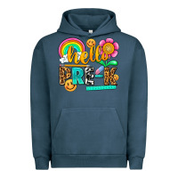 Pigment Midnight Navy hello pre k Urban Hoodie - NancyCooperArtShop