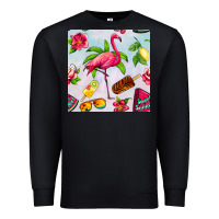 Black sweet summer flamingo seamless pattern Premium Sweatshirt - BundleAndBundleShop