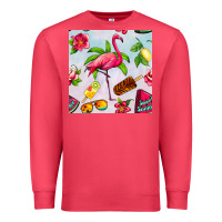 Cardinal sweet summer flamingo seamless pattern Premium Sweatshirt - BundleAndBundleShop