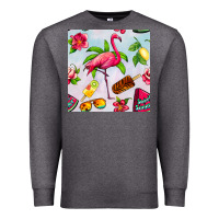 Charcoal Heather sweet summer flamingo seamless pattern Premium Sweatshirt - BundleAndBundleShop
