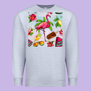 Sweet Summer Flamingo Seamless Pattern Premium Sweatshirt Designed By Bundleandbundleshop