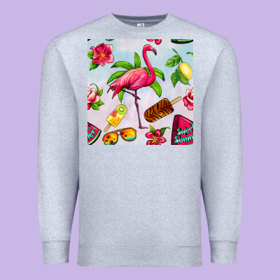 Sweet Summer Flamingo Seamless Pattern Premium Sweatshirt Designed By Bundleandbundleshop