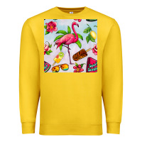 Lemon sweet summer flamingo seamless pattern Premium Sweatshirt - BundleAndBundleShop
