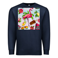 Navy sweet summer flamingo seamless pattern Premium Sweatshirt - BundleAndBundleShop