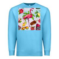 Ocean Blue sweet summer flamingo seamless pattern Premium Sweatshirt - BundleAndBundleShop