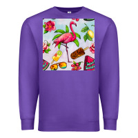 Purple sweet summer flamingo seamless pattern Premium Sweatshirt - BundleAndBundleShop