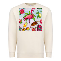 Sandshell sweet summer flamingo seamless pattern Premium Sweatshirt - BundleAndBundleShop