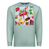 Seafoam sweet summer flamingo seamless pattern Premium Sweatshirt - BundleAndBundleShop