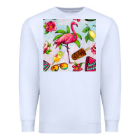 White sweet summer flamingo seamless pattern Premium Sweatshirt - BundleAndBundleShop
