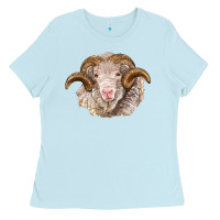 Baby Blue merino wool ram Ladies Tee - BarkalooDesign