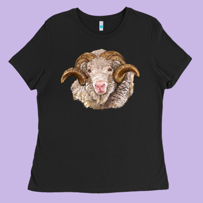 Merino Wool Ram Ladies Tee Designed By Barkaloodesign