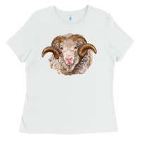 White merino wool ram Ladies Tee - BarkalooDesign