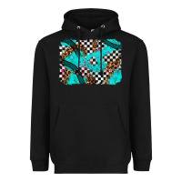 Black race day turquoise background Heavyweight Hoodie - AdoDesignShop