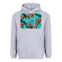 Heather Grey race day turquoise background Heavyweight Hoodie - AdoDesignShop