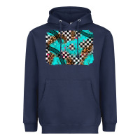 Navy race day turquoise background Heavyweight Hoodie - AdoDesignShop