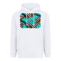White race day turquoise background Heavyweight Hoodie - AdoDesignShop