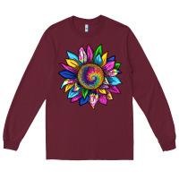 Burgundy tie dye sunflower Long Sleeve Tee - texasbilliewilder